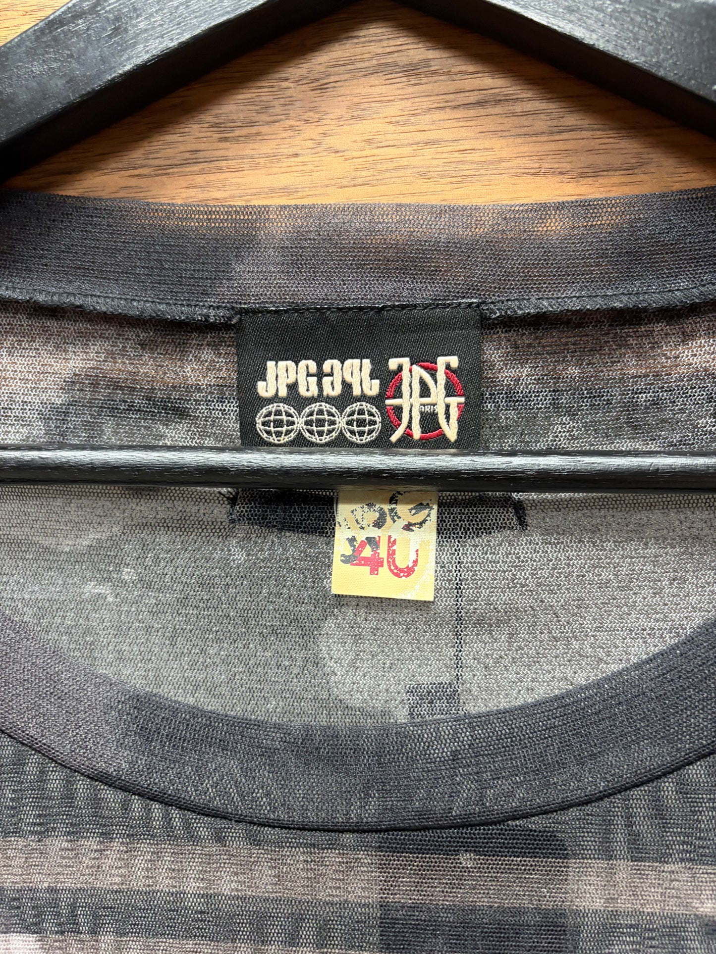 Vintage Jean Paul Gaultier Sheer Black Mesh Top with Drapery