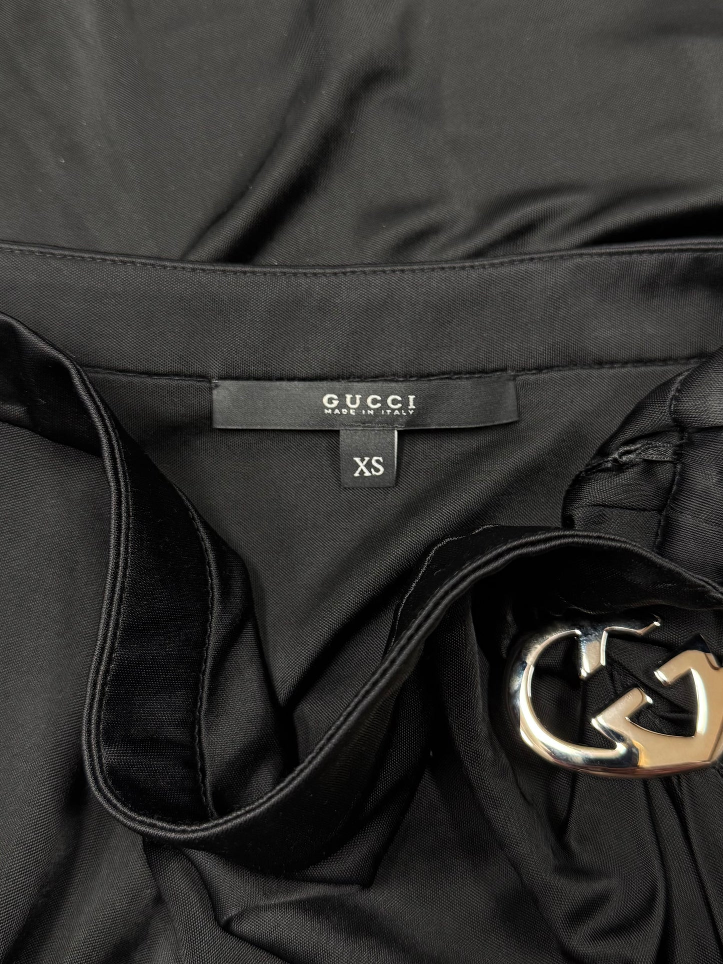 Gucci ‘Britt’ Heart Flowy Draped Black Skirt