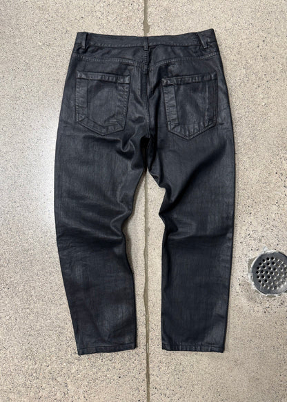 2000s Rick Owens ‘Berlin Cut’ Waxed Black Denim