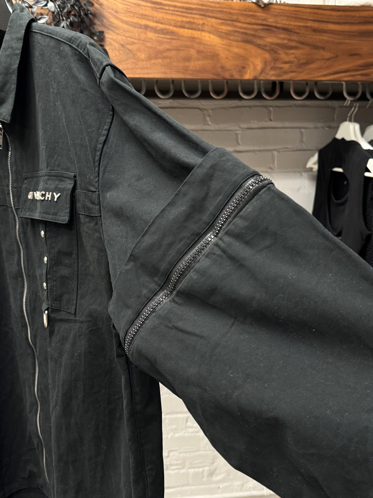 Givenchy by Matthew Williams Layered Black Studded D-Ring Work Jacket