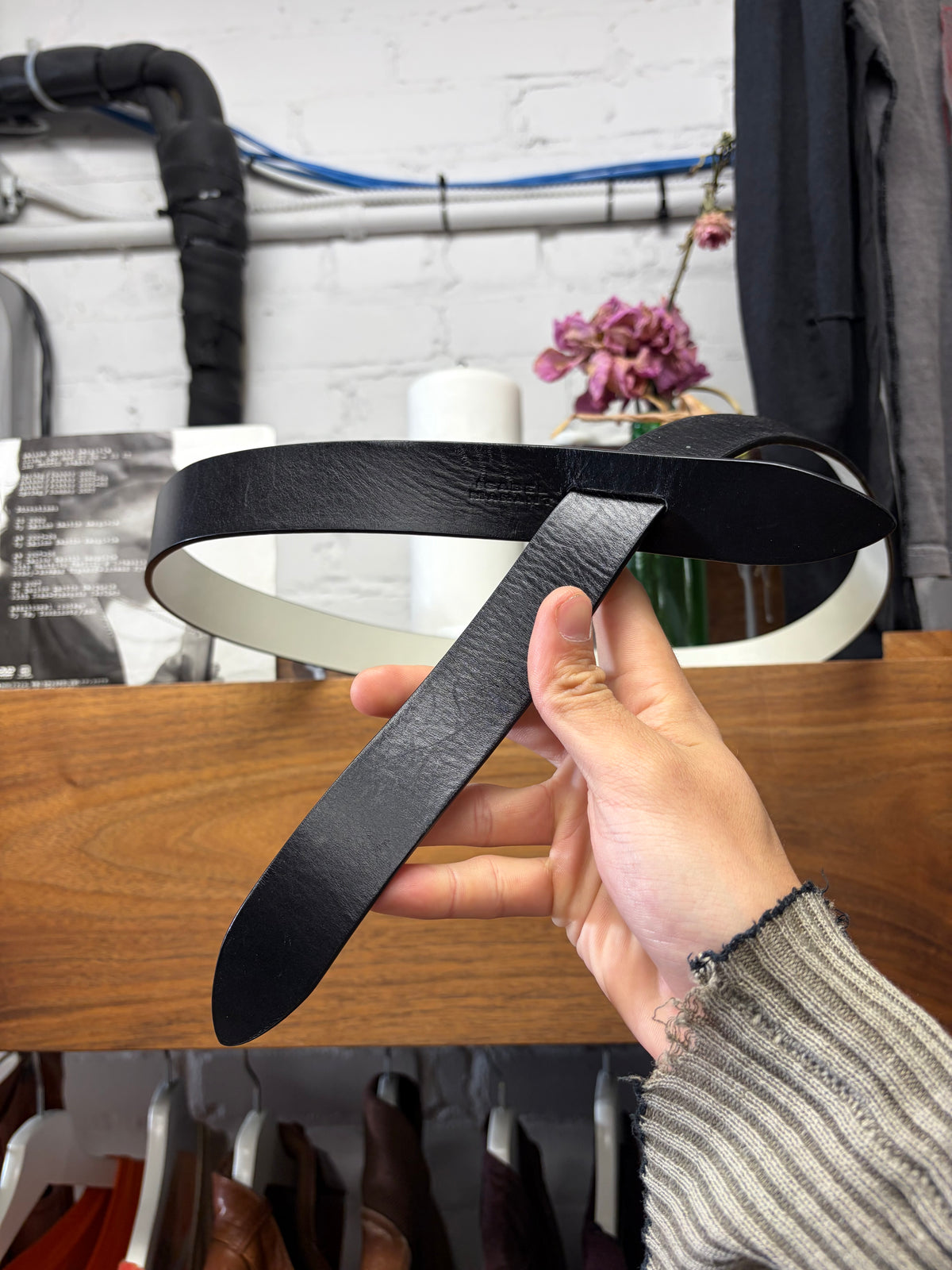 Isabel Marant Knot Tie’ Black Leather Wrap Belt