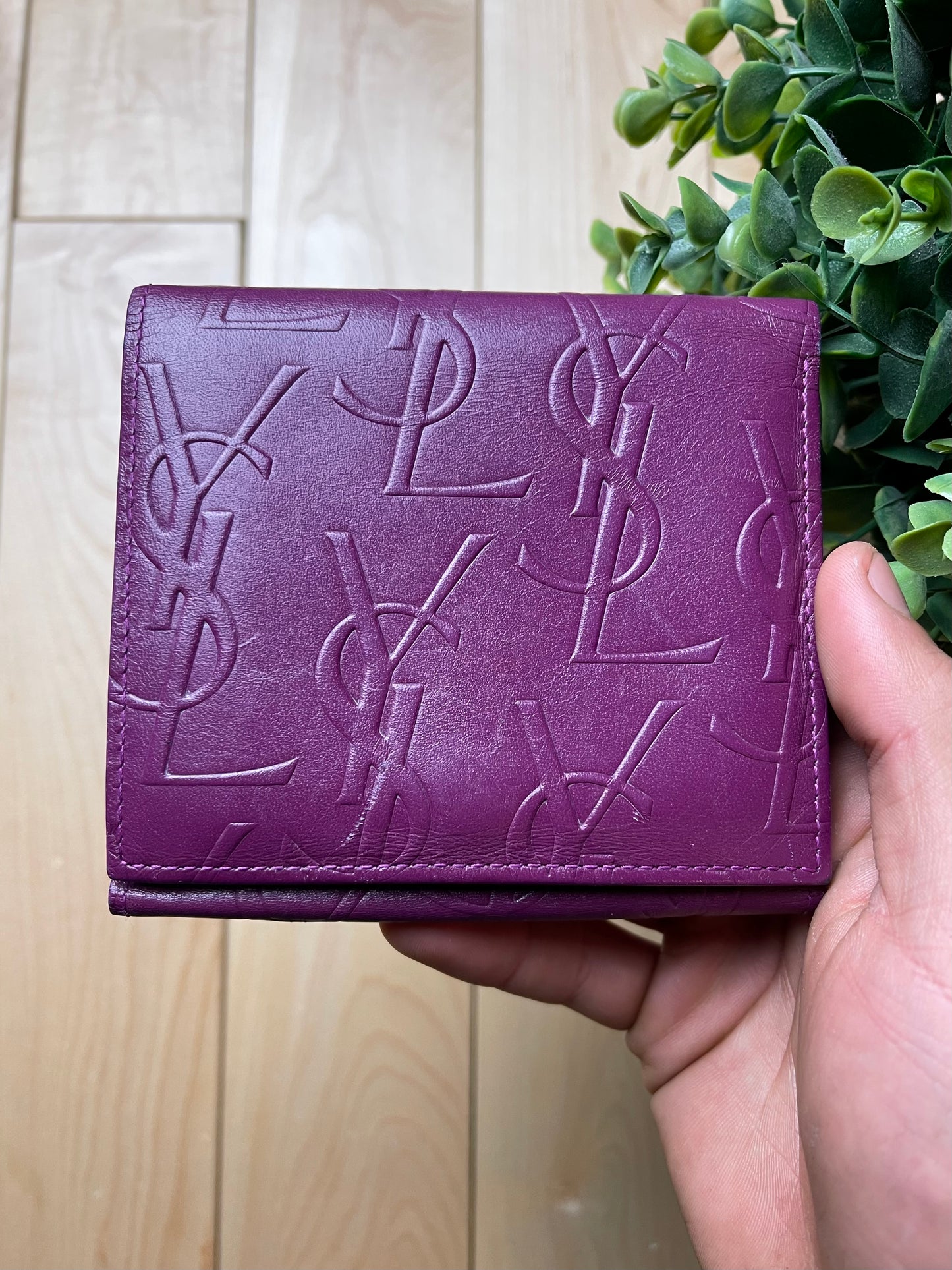 Yves Saint Laurent Purple Monogram Wallet