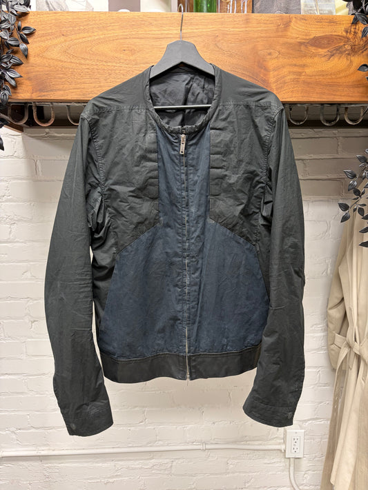 SS2006 Rick Owens ‘Tungsten’ Hybrid Leather/Cotton Black Cafe Racer Jacket