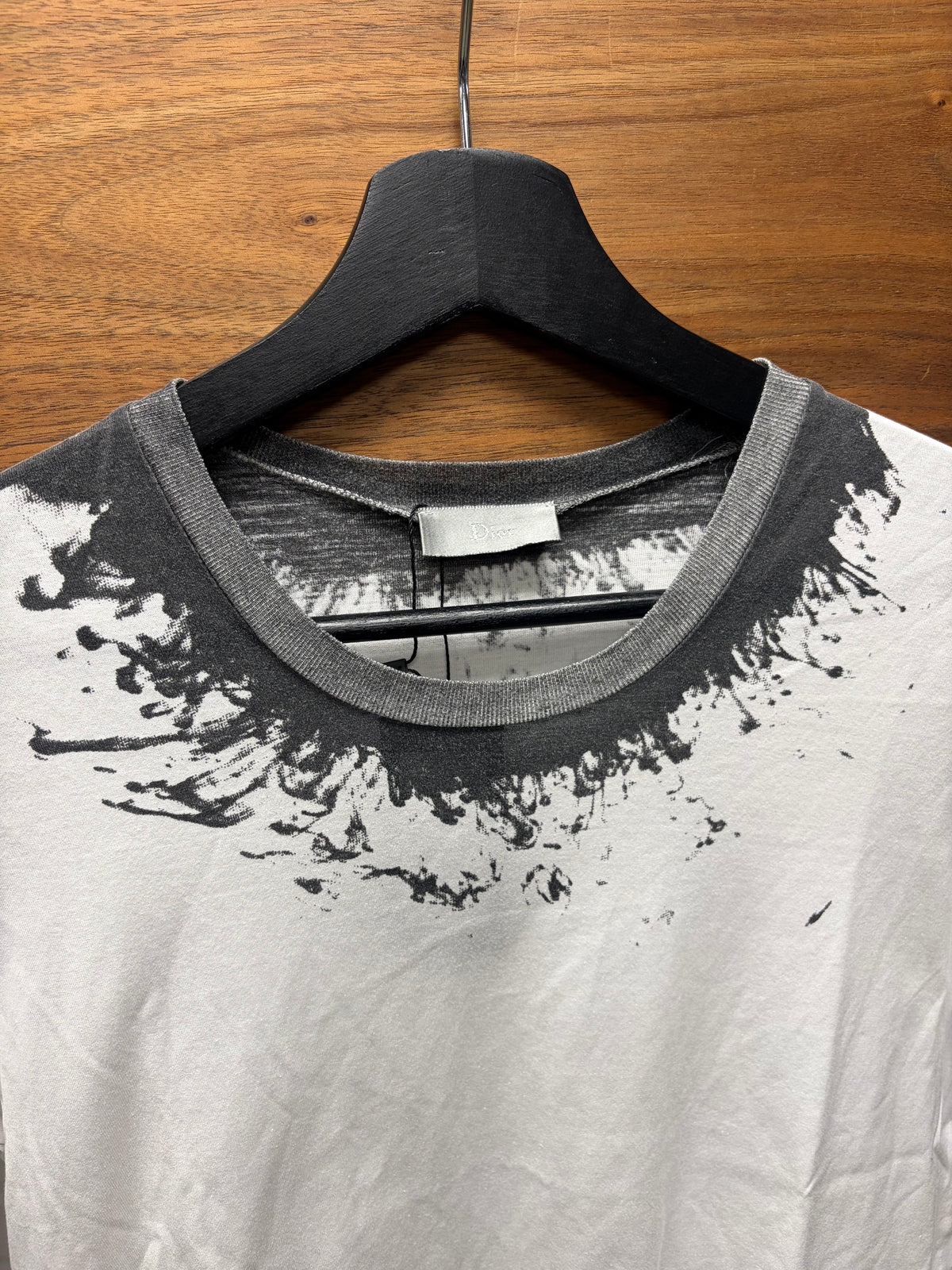 AW2010 Dior Homme ‘Coal’ Painted Collar White Short Sleeve T-Shirt