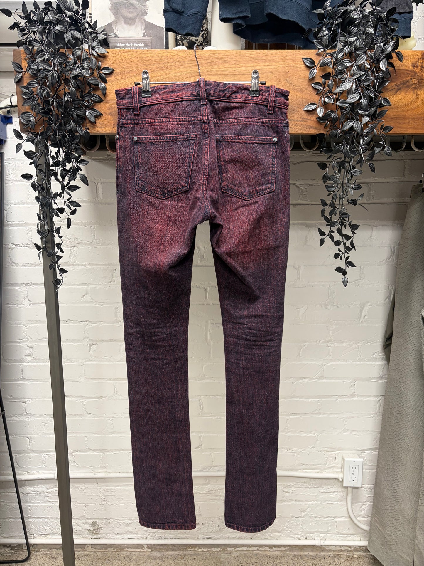 2012 Balenciaga Dark Red Unaltered Skinny Jeans