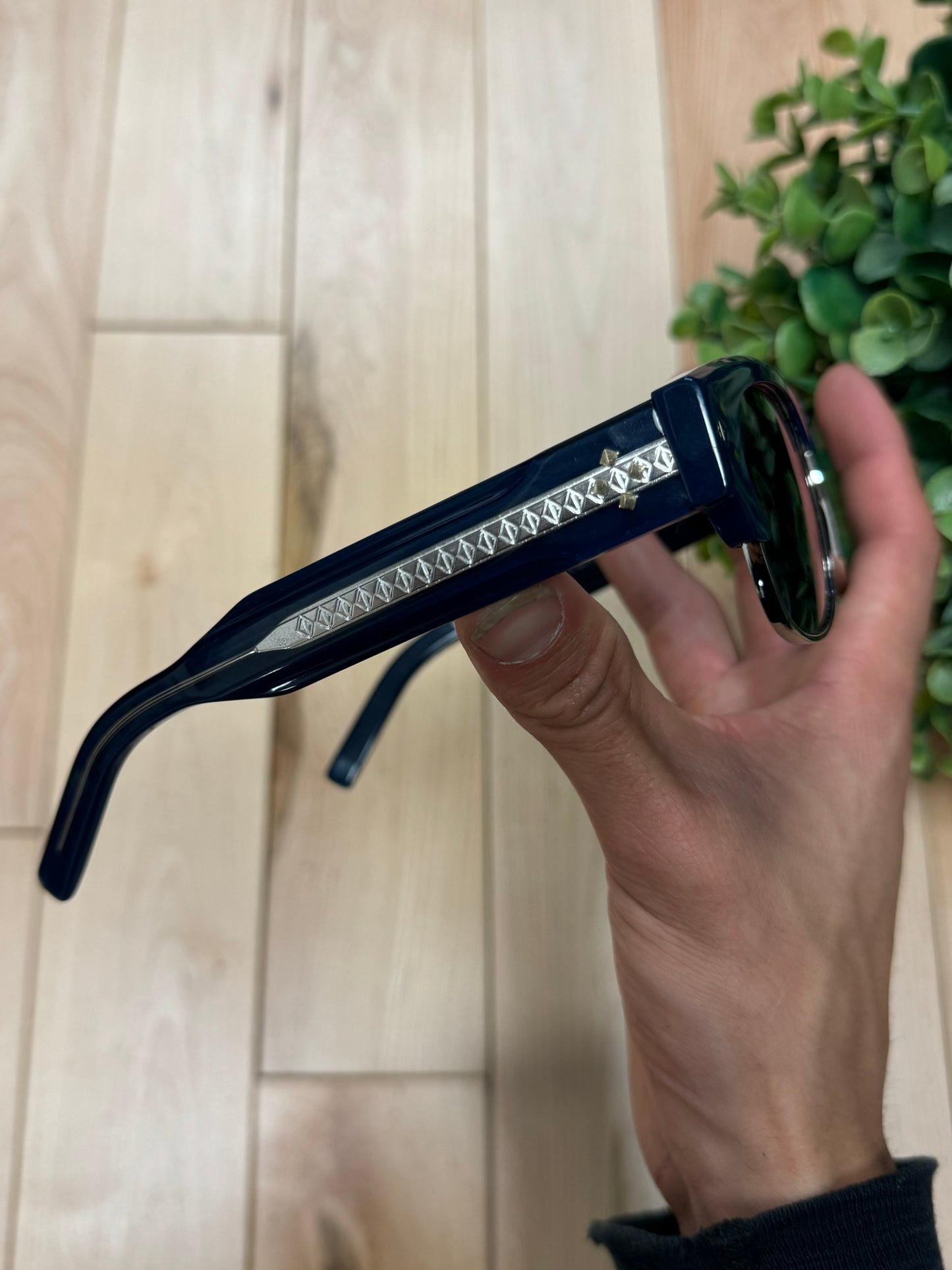 Dior ‘CD Diamond’ Blue/Silver Clubmaster Half-Rim Sunglasses