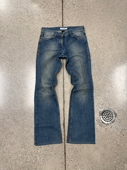 2000s Yves Saint Laurent Rive Gauche ‘YSL’ Pocket Fade Flared Denim