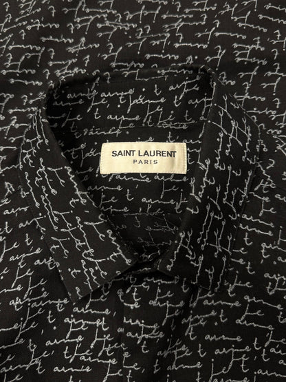 SS2017 Saint Laurent ‘Je T’aime’ Silk Button Down Shirt