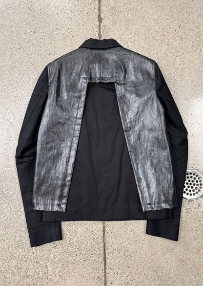SS2019 Rick Owens ‘Babel’ Lacquered Black Waxed Cotton Work Jacket