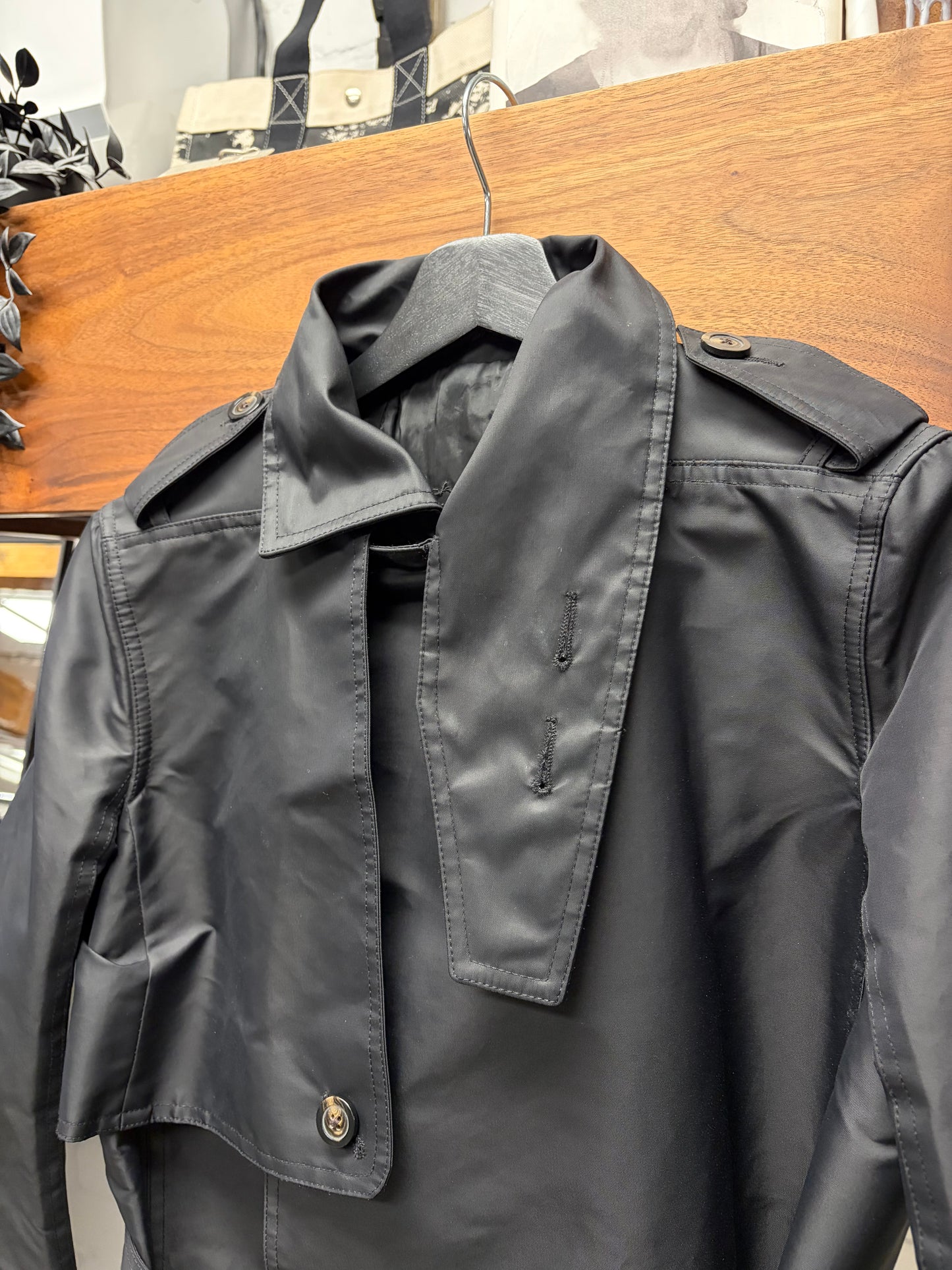 SS2017 Rick Owens ‘Glitter’ Nylon High-Collar Belted Trench Coat