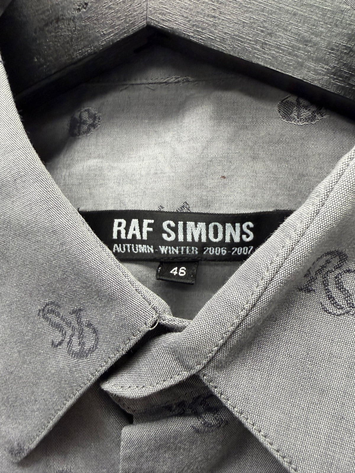 AW2006 Raf Simons ‘Iconography Monogram’ Grey Skull/RS Logo Button Up Shirt