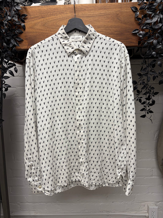 Saint Laurent ‘Lightning’ White Silk Button Up Shirt