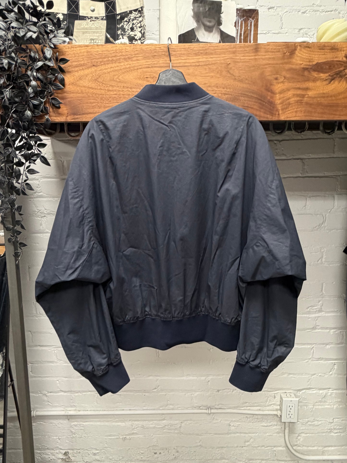 Jil Sander Military Inspired Navy Blue ‘Shell’ Light Bomber Jacket