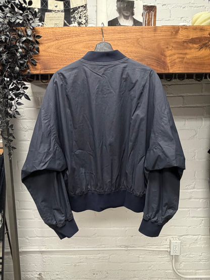Jil Sander Military Inspired Navy Blue ‘Shell’ Light Bomber Jacket