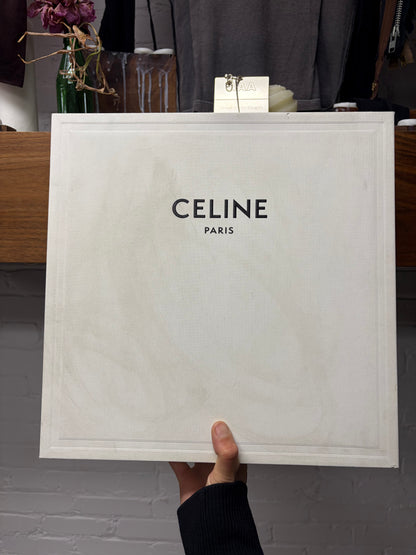 Celine 'Break' Cream/Red Mid Top
Leather Court Sneakers