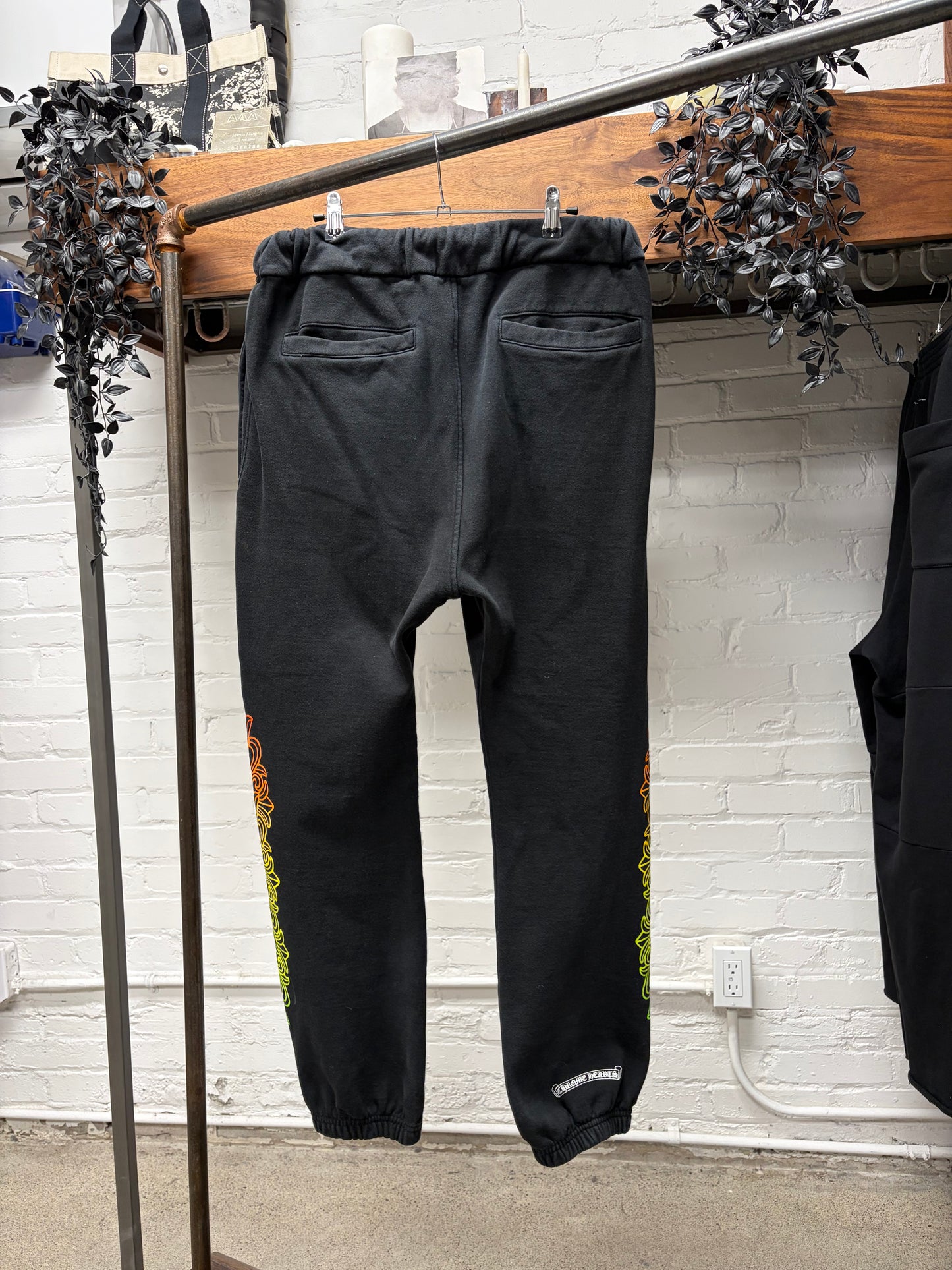 Chrome Hearts ‘Floral Cross’ Gradient Logo Black Drawstring Sweatpants