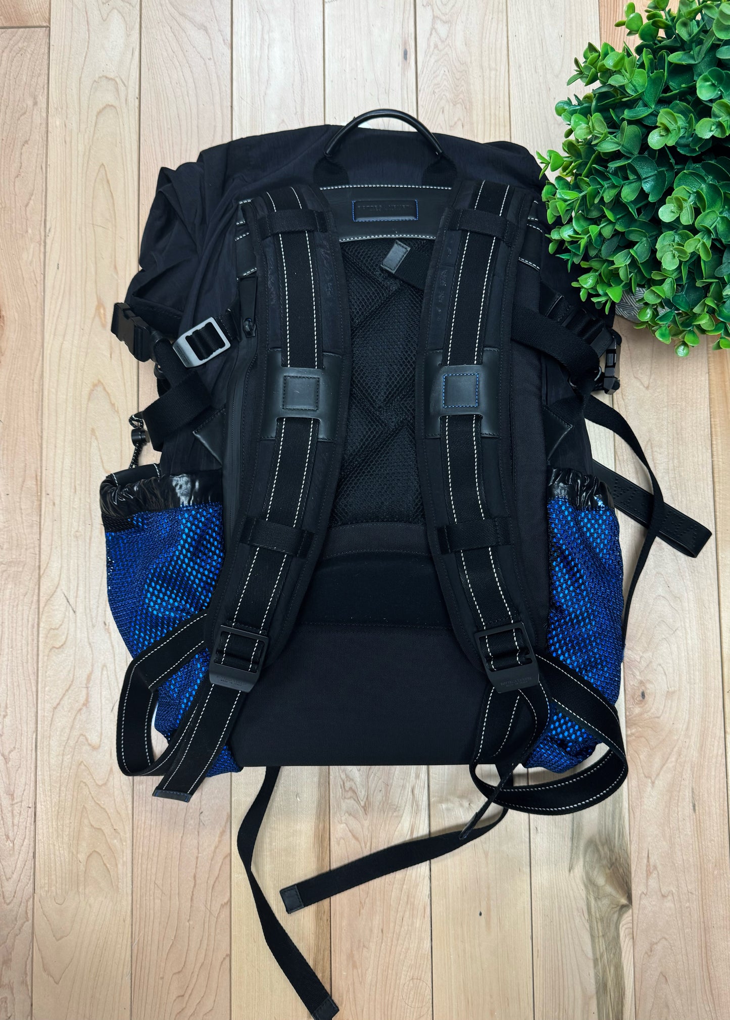 Bottega Veneta Black/Blue Tech Nylon ‘Trekking’ Backpack