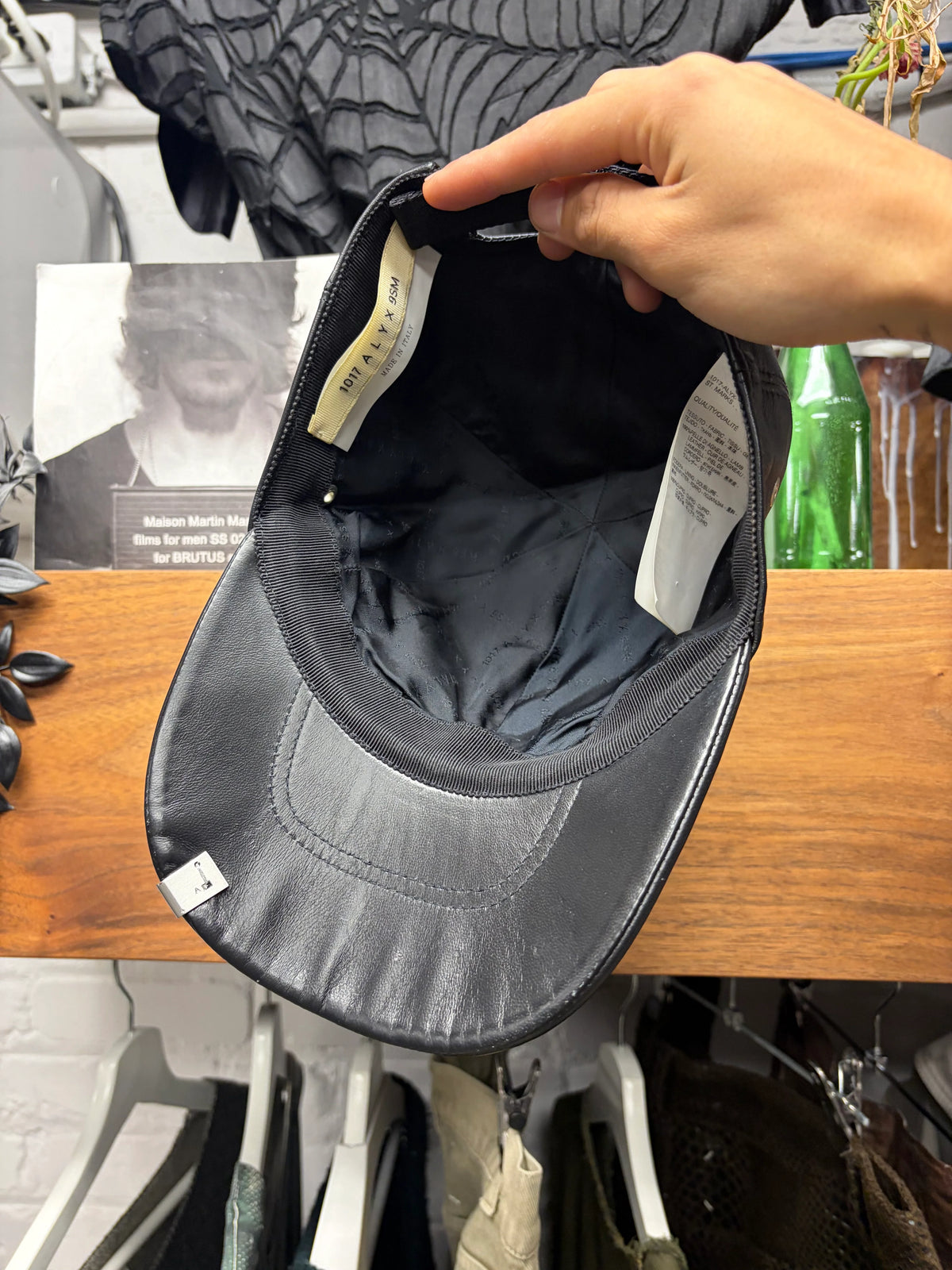 1017 Alyx 9SM ‘Lightercap’ Black Leather Baseball Cap