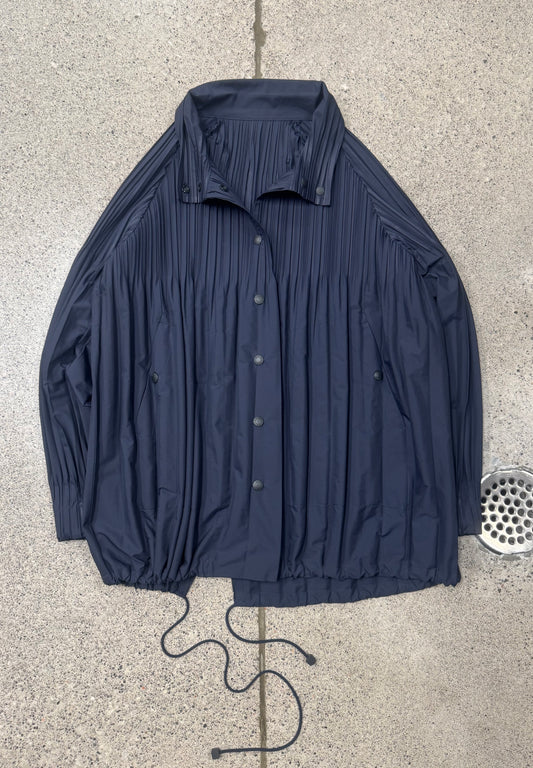 Issey Miyake ‘Pleats Please’ Navy Blue Pleated Windbreaker