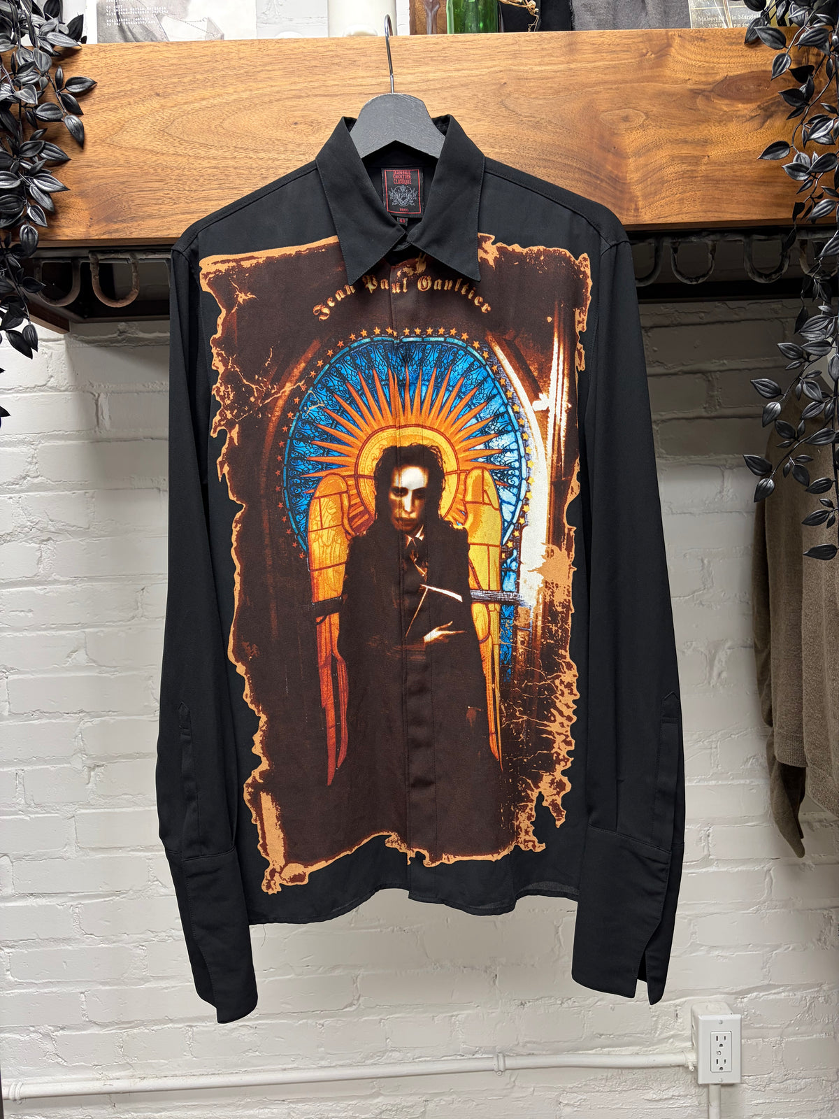 SS1998 Jean Paul Gaultier ‘Marilyn Manson’ Cathedral Portrait Black Button Snap Shirt