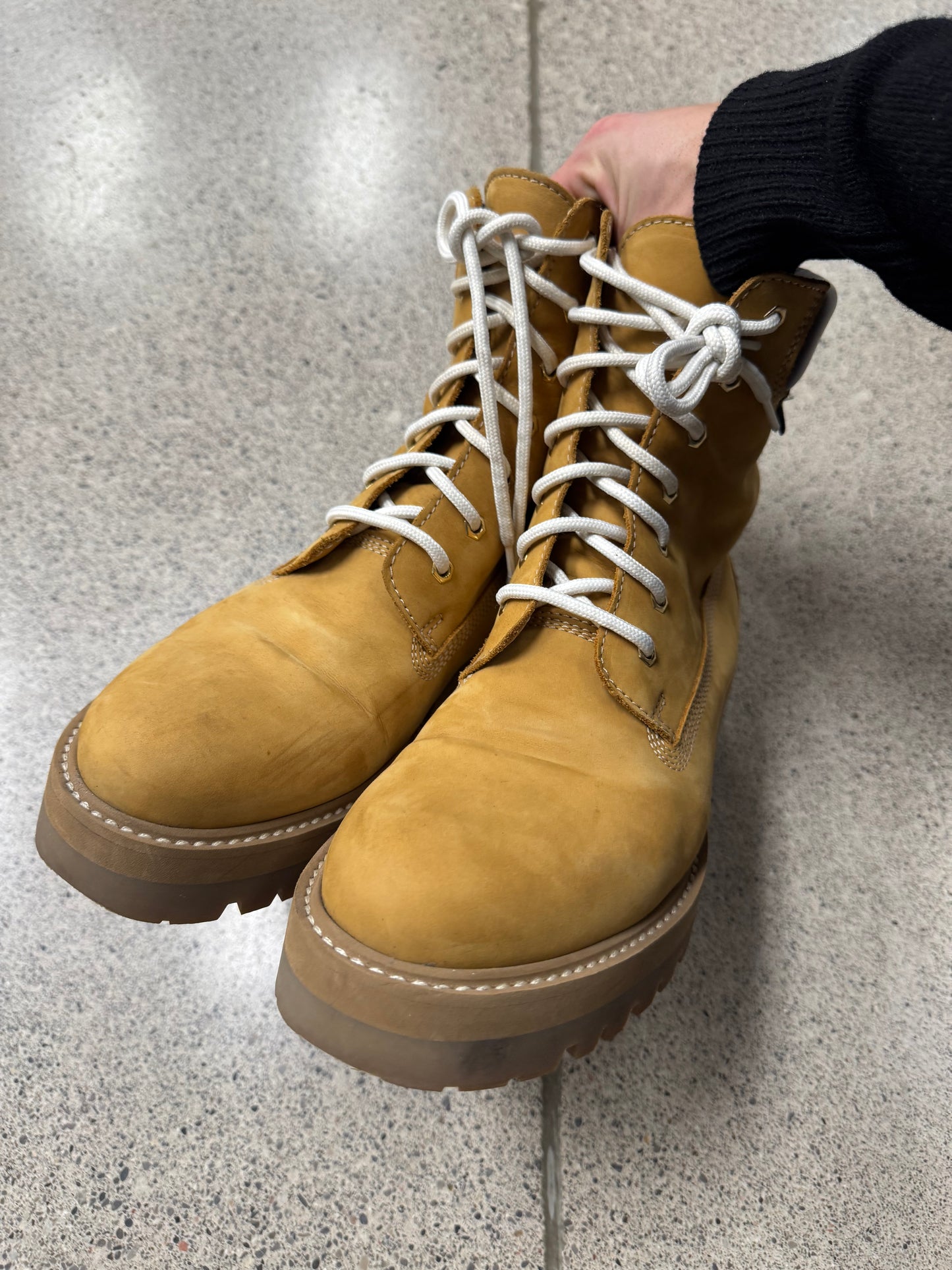 Vetements ‘Timberland’ Tan Suede Combat Boots