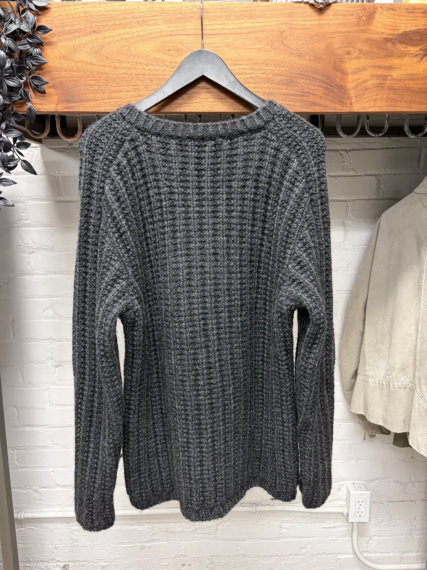 2000s Gucci Black Heavyweight Wool Knit Sweater with Shoulder Zipper