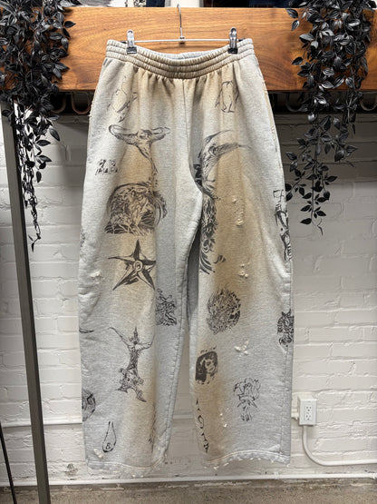 SS2024 Balenciaga ‘Tattoo’ Grey Dirt Washed Baggy Sweatpants