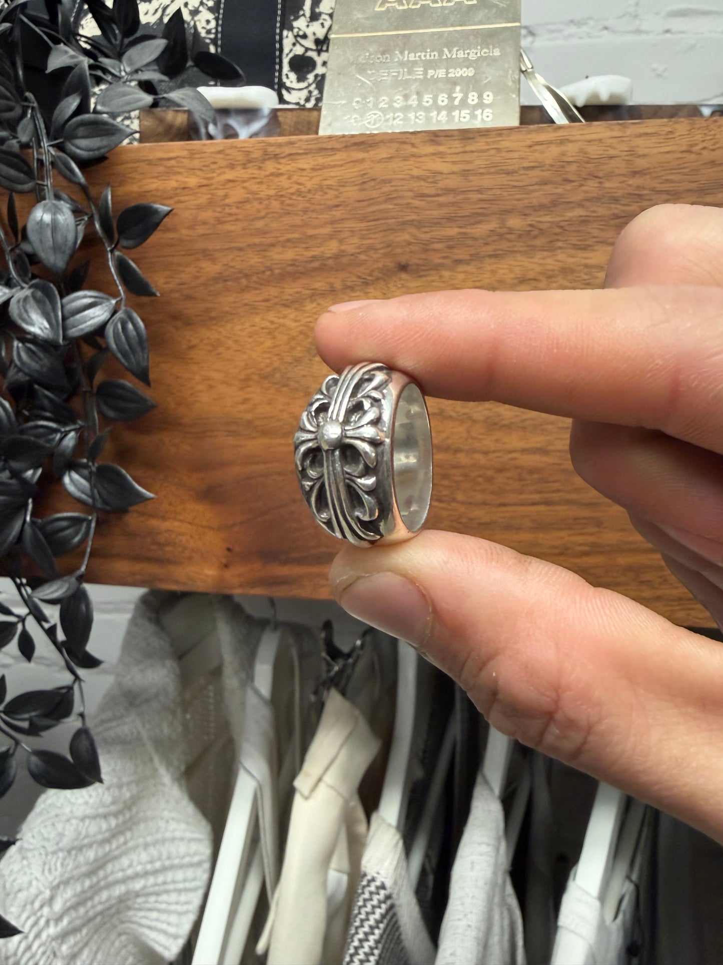 Chrome Hearts ‘Floral Cross’ 925 Silver Ring
