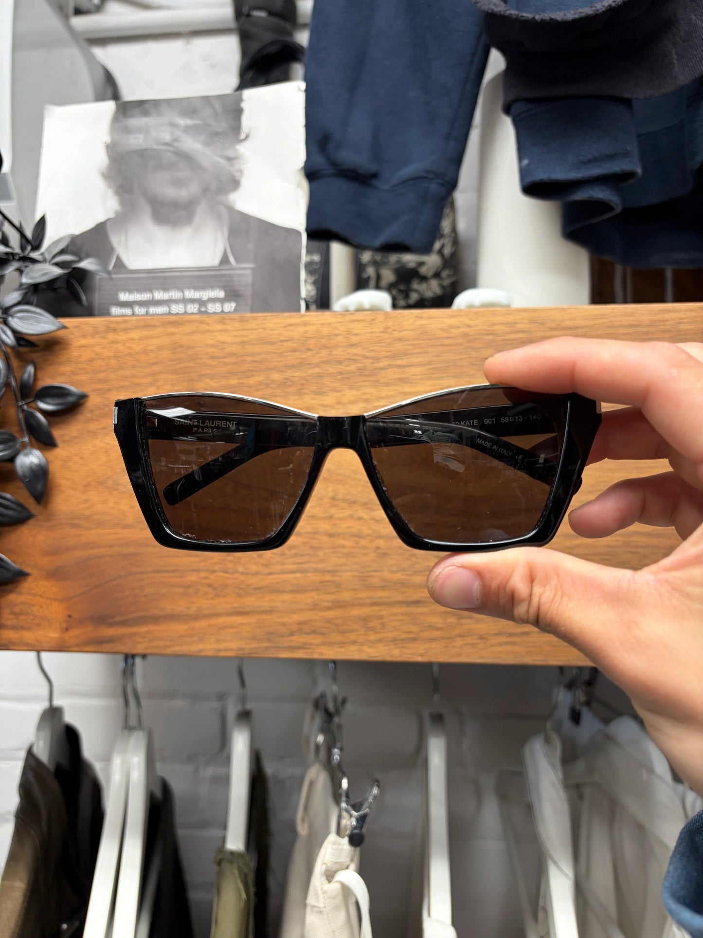 Saint Laurent ‘Half Rim’ Black Cat Eye Sunglasses