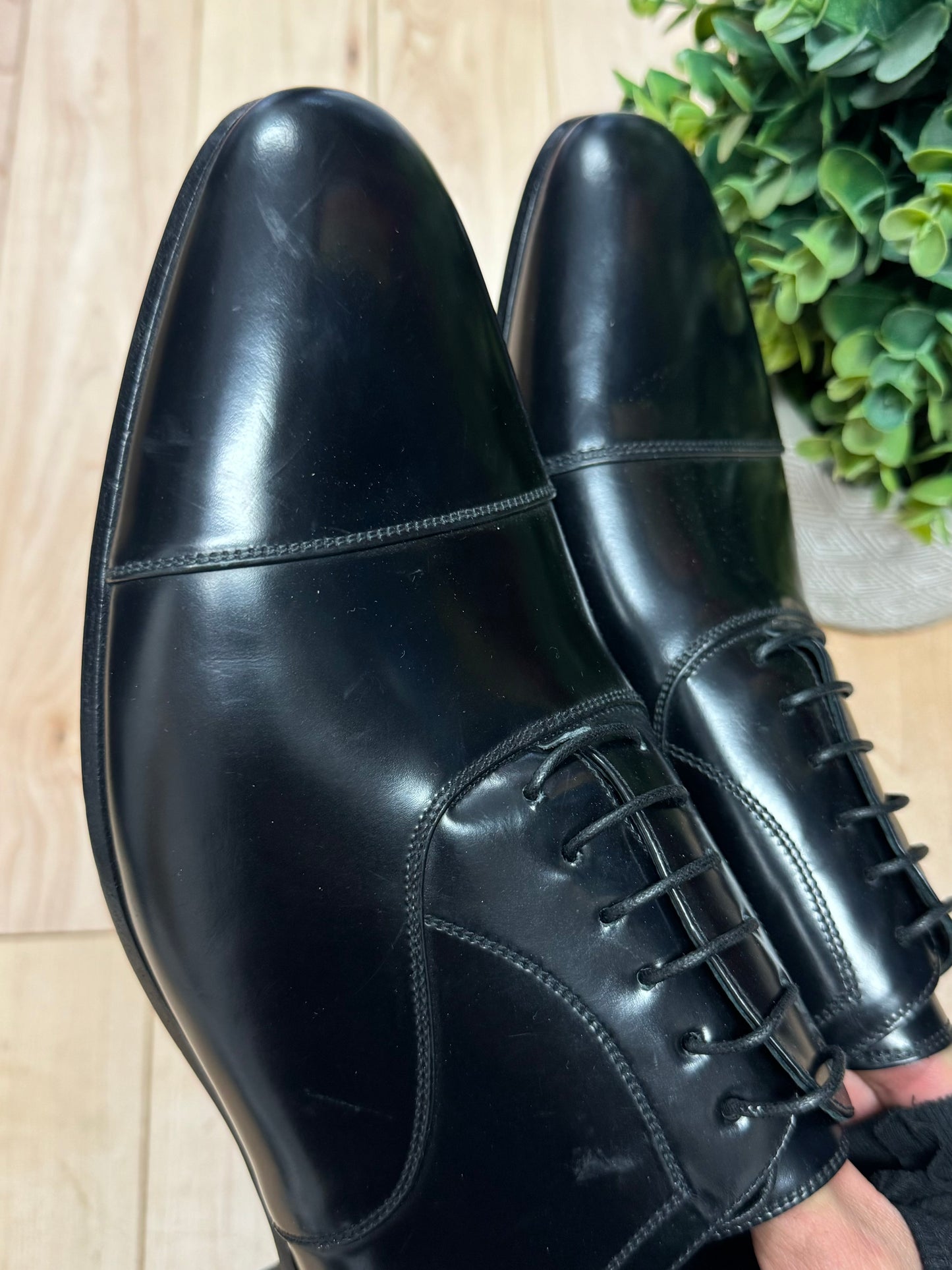 Burberry Matte Black Calfskin Leather Oxford Shoes