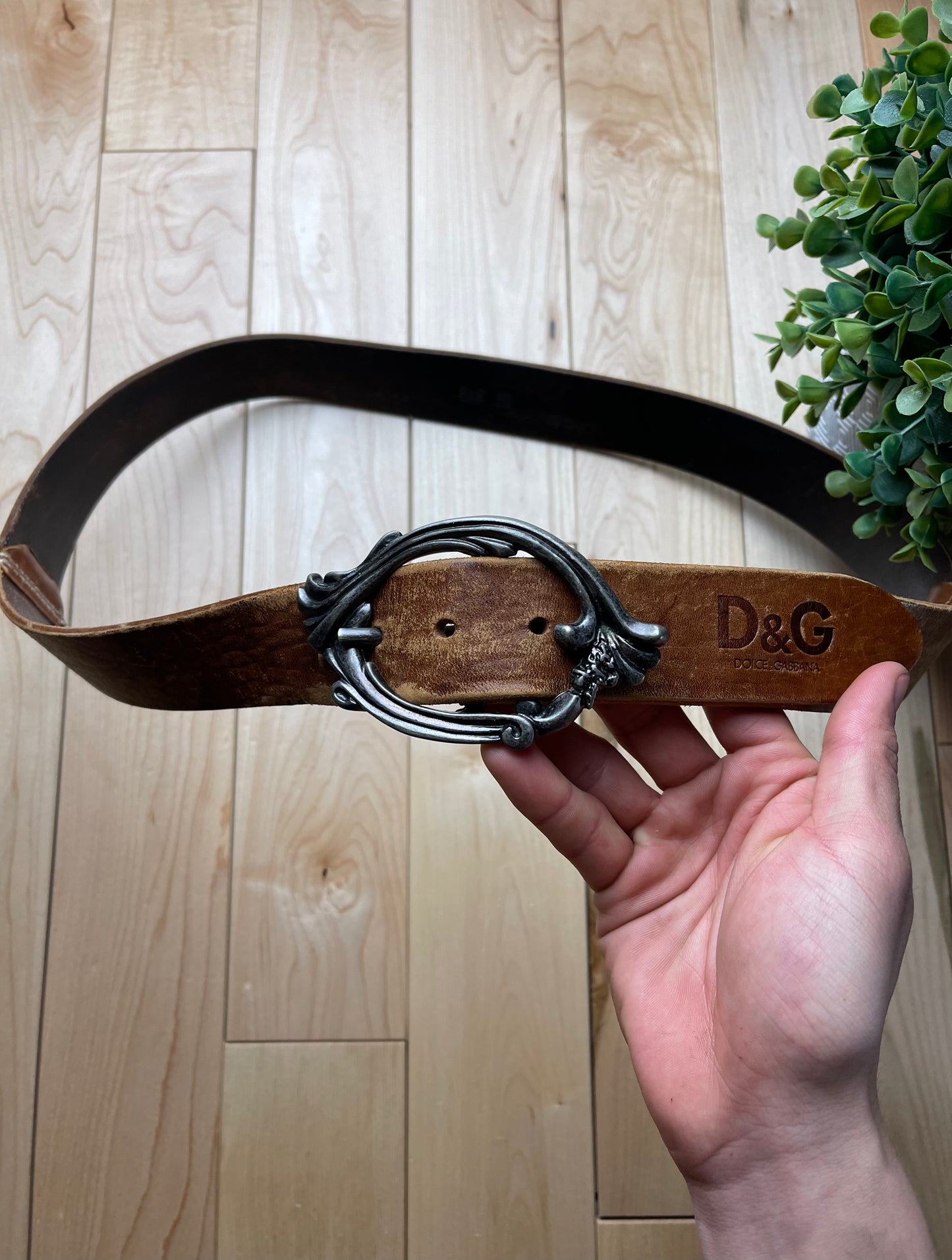 Dolce & Gabbana Western Brown Calfskin Leather Belt