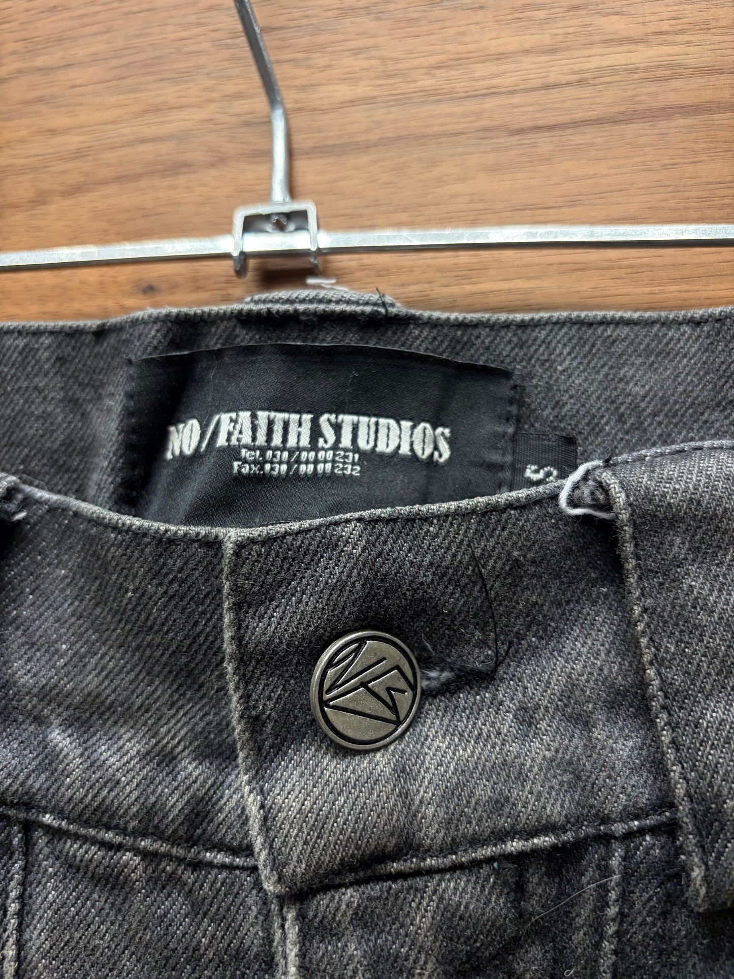 No Faith Studios Sun Faded ‘Dune’ Flared Leg Denim