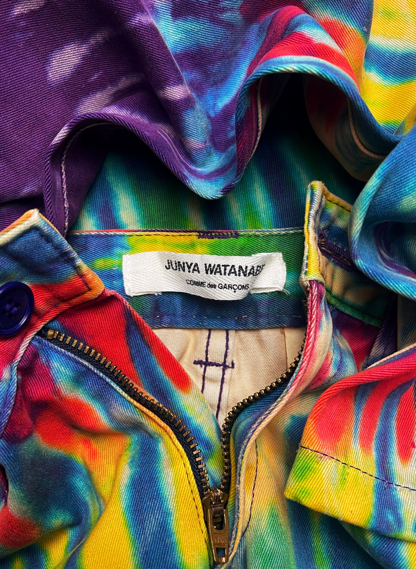 SS2001 Junya Watanabe Tye Dye Psychedelic Flared Denim