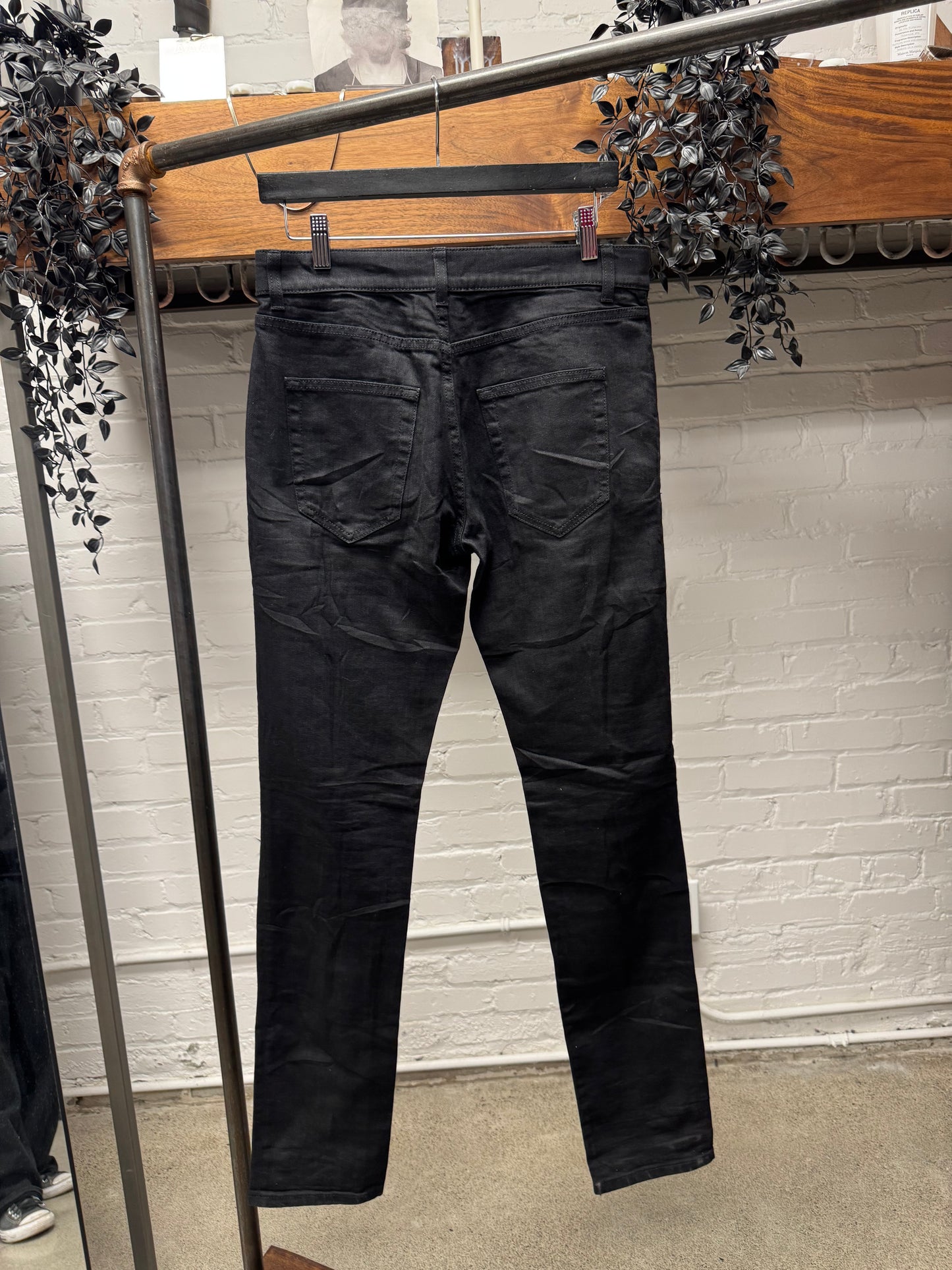 2017 Saint Laurent Black Distressed ‘D02’ Skinny Jeans