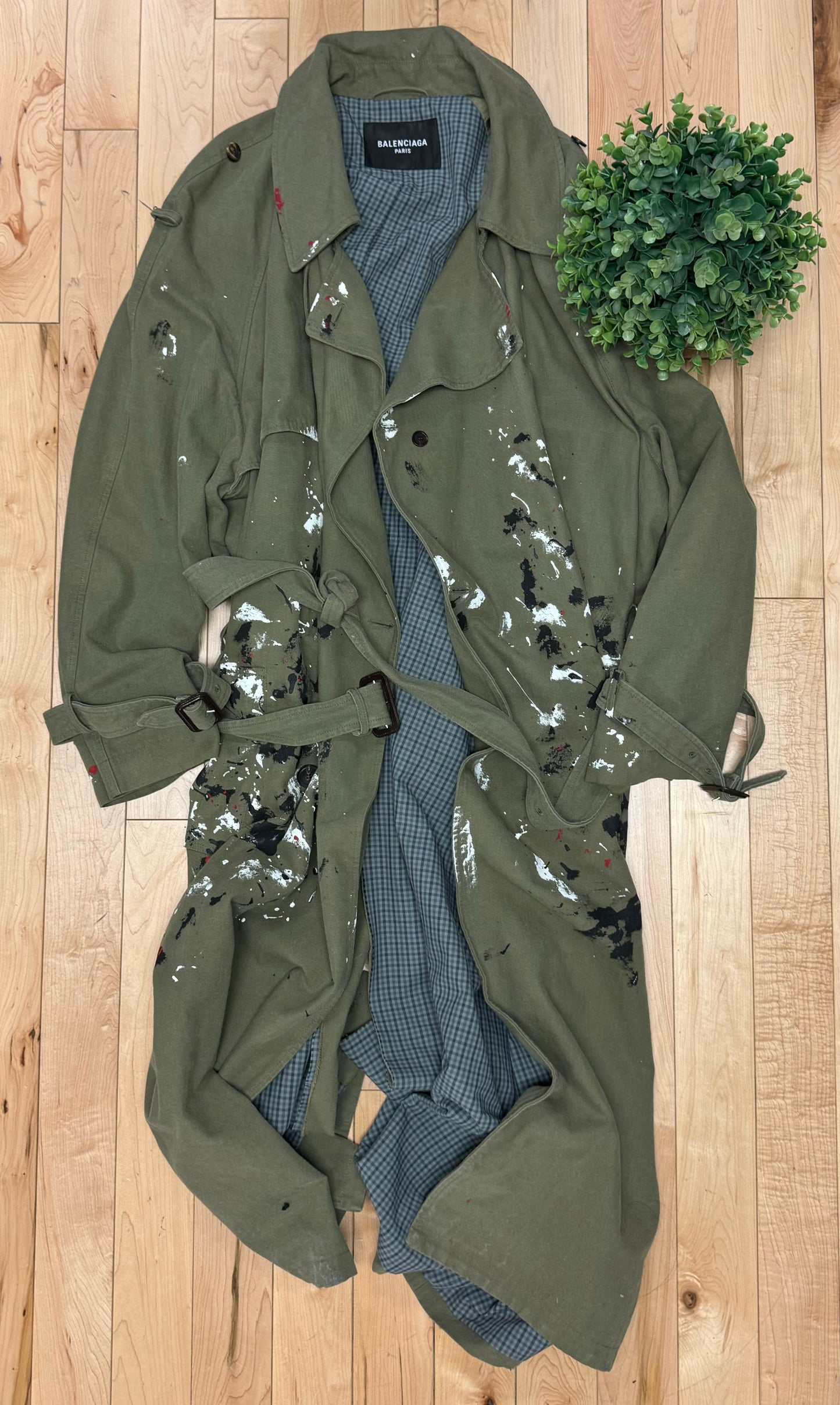 SS2022 Balenciaga ‘Artist’ Painted Military Canvas Trench Coat