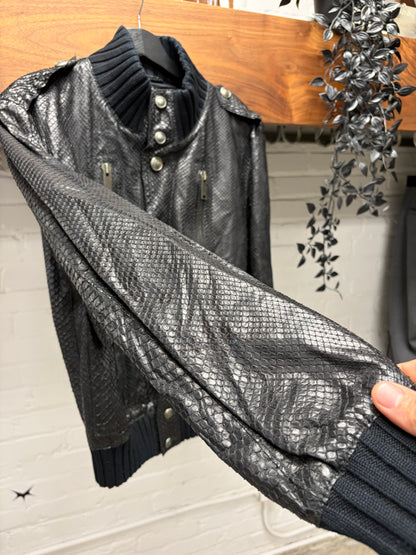 SS2005 Gucci by Frida Giannini ‘Madonna’ Black Genuine Python Leather Bomber Jacket