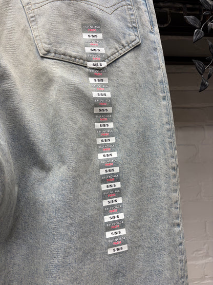 SS2024 Balenciaga ‘Size Sticker’ Dirty Blue Baggy Denim