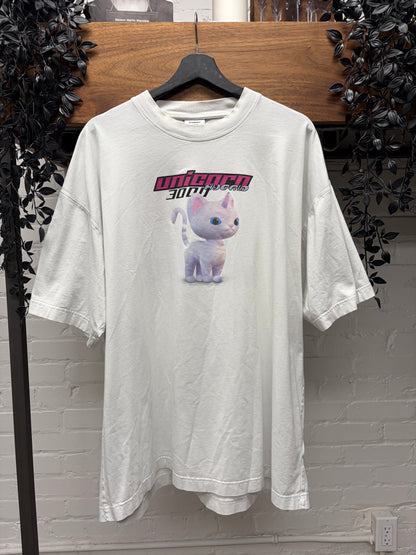 Vetements ‘Unicorn Kitty 3000’ Oversized White Graphic T-Shirt