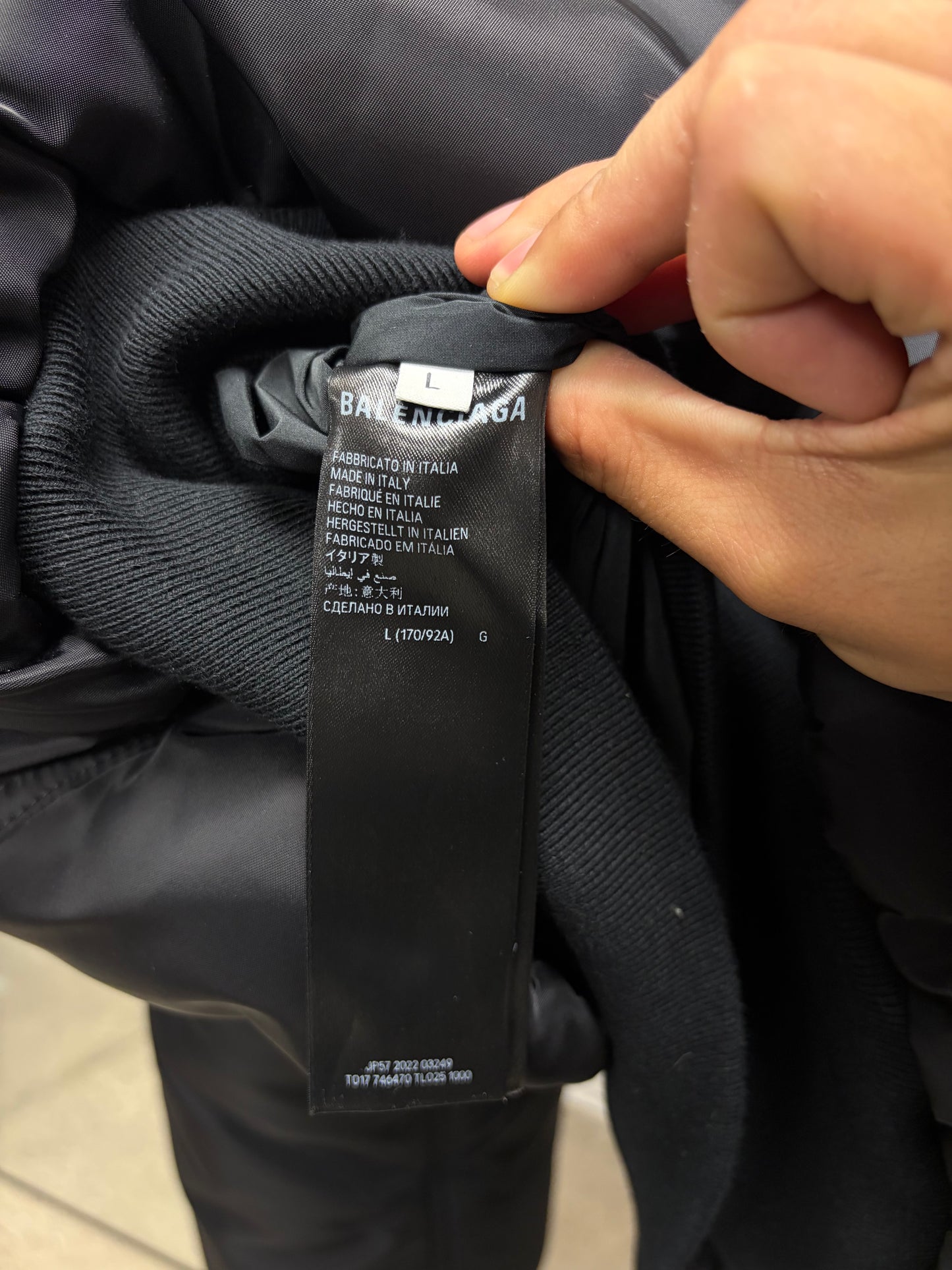 SS2023 Balenciaga Runway ‘Mudshow’ Padded Black Bomber Jacket