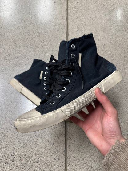 Balenciaga ‘Paris’ Distressed Canvas High Top Skate Sneakers