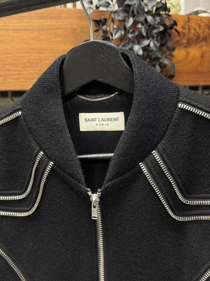 AW2015 Saint Laurent by Hedi Slimane ‘Zipper Track’ Wool Bomber Jacket