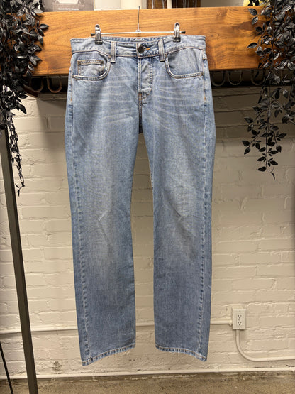 Vintage Jean Paul Gaultier ‘Floral Embroidery’ Light Wash Blue Straight Cut Denim