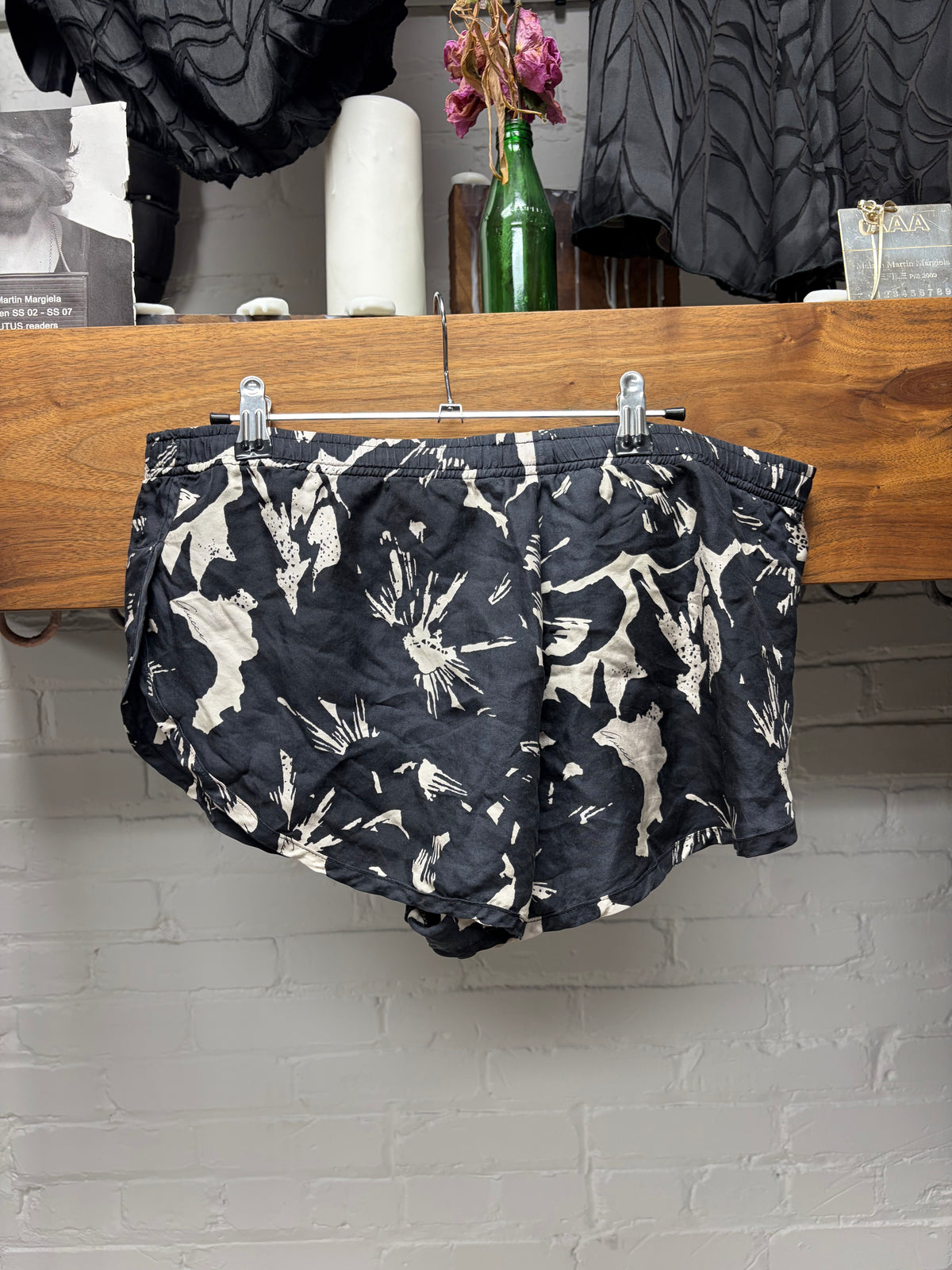 Gucci by Tom Ford Black/White Floral Print Swim Trunks