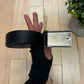 Burberry Black Leather Buckle Logo Belt