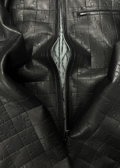 Vetements ‘Puzzle’ Embossed Black Leather Zip-Up Jacket