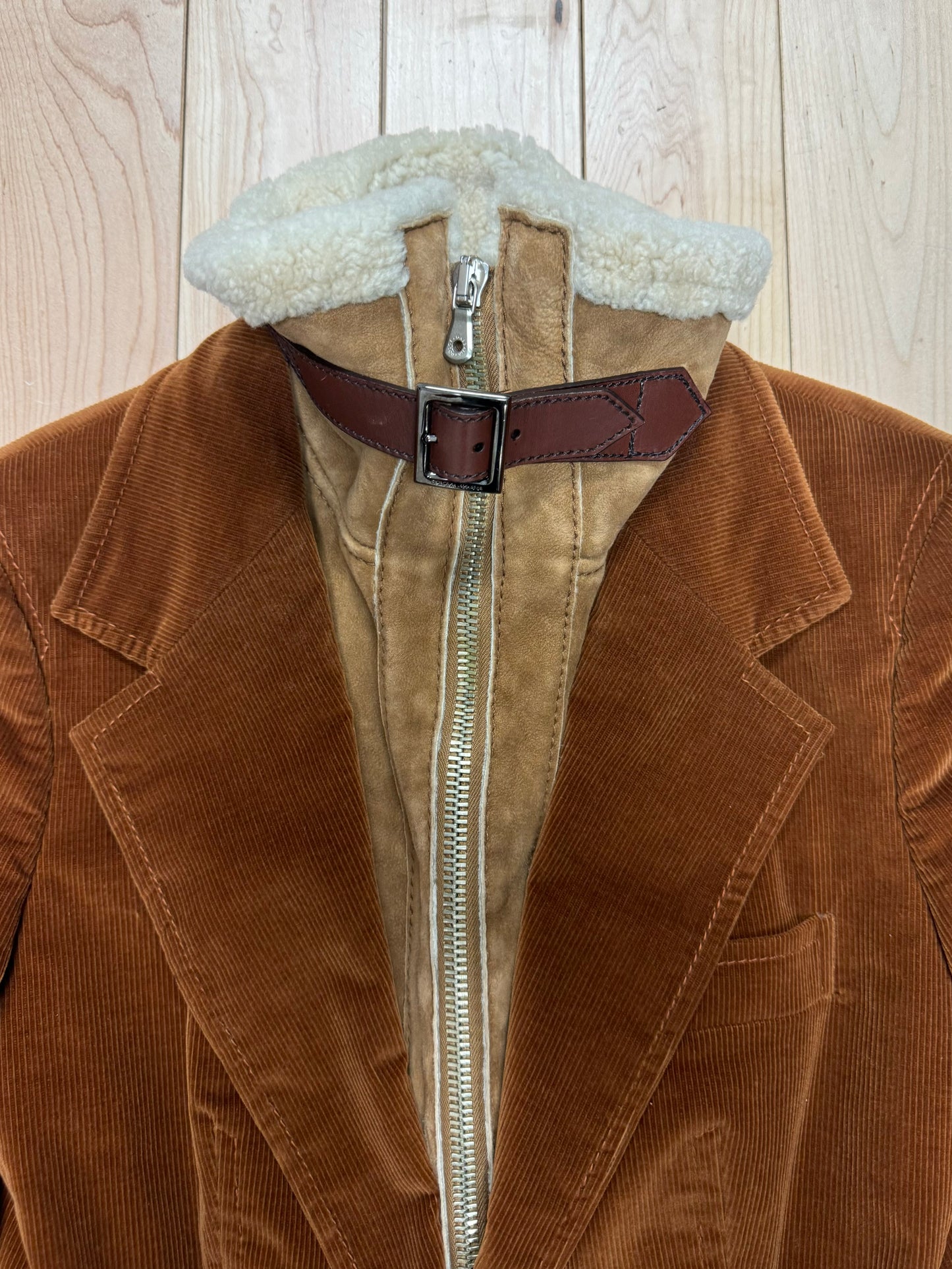 2000s Dolce & Gabbana Mainline Corduroy Shearling Lined Blazer