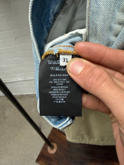 SS2018 Balenciaga Runway ‘Convertible’ 3/1 Zip Leather/Denim Pants