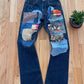 Kapital Gemstone Studded Flared Patchwork Denim