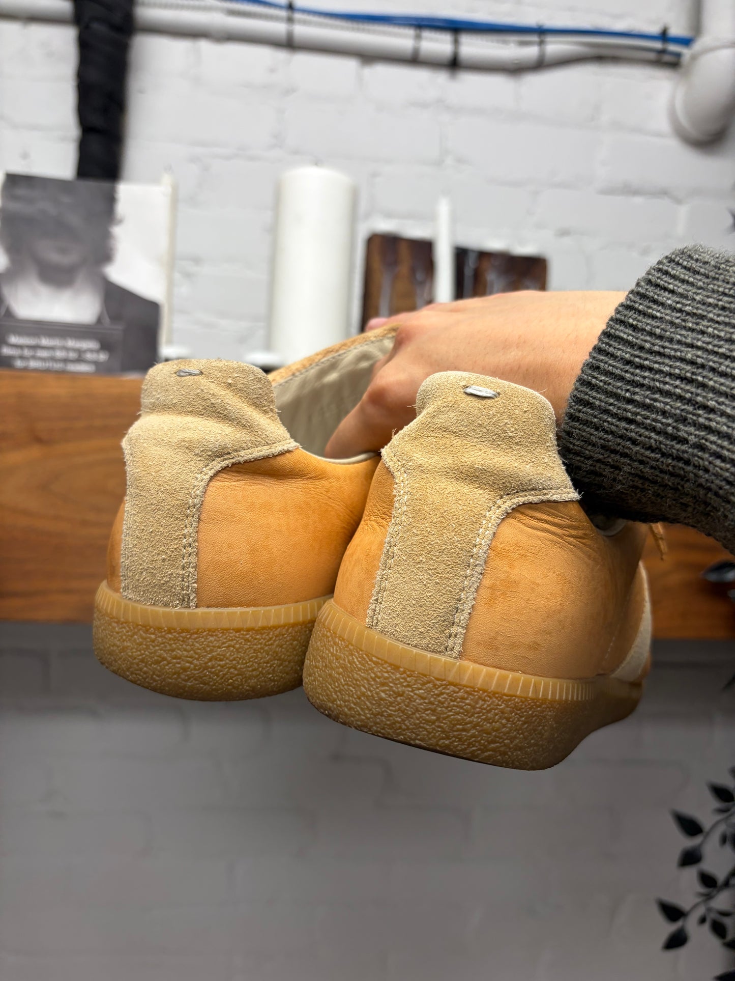 Maison Margiela Wheat/Tan Leather ‘G.A.T.’ Low Top Sneakers
