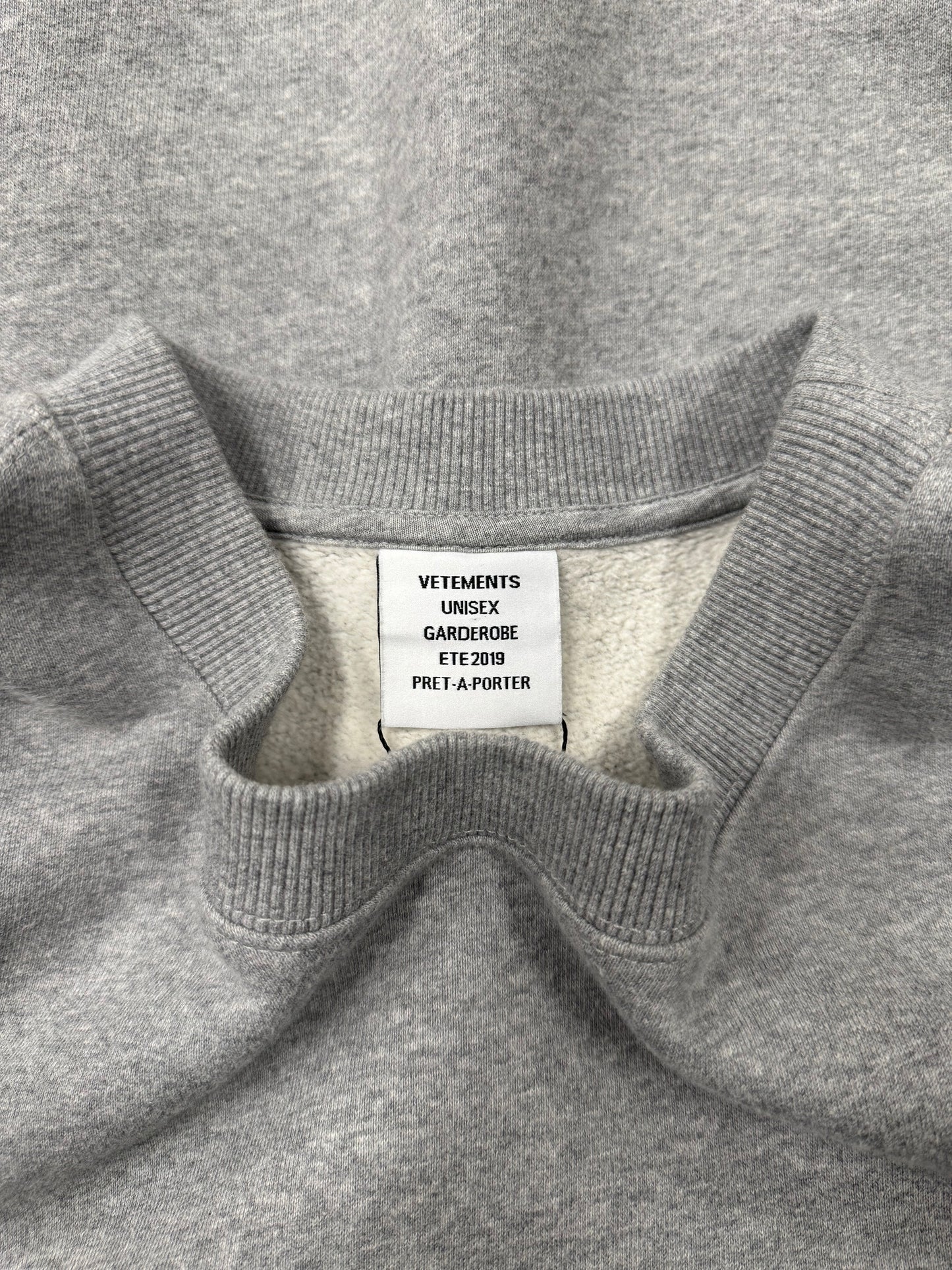 SS2019 Vetements Georgian ‘Enough’ Elbow Cutout Sweater